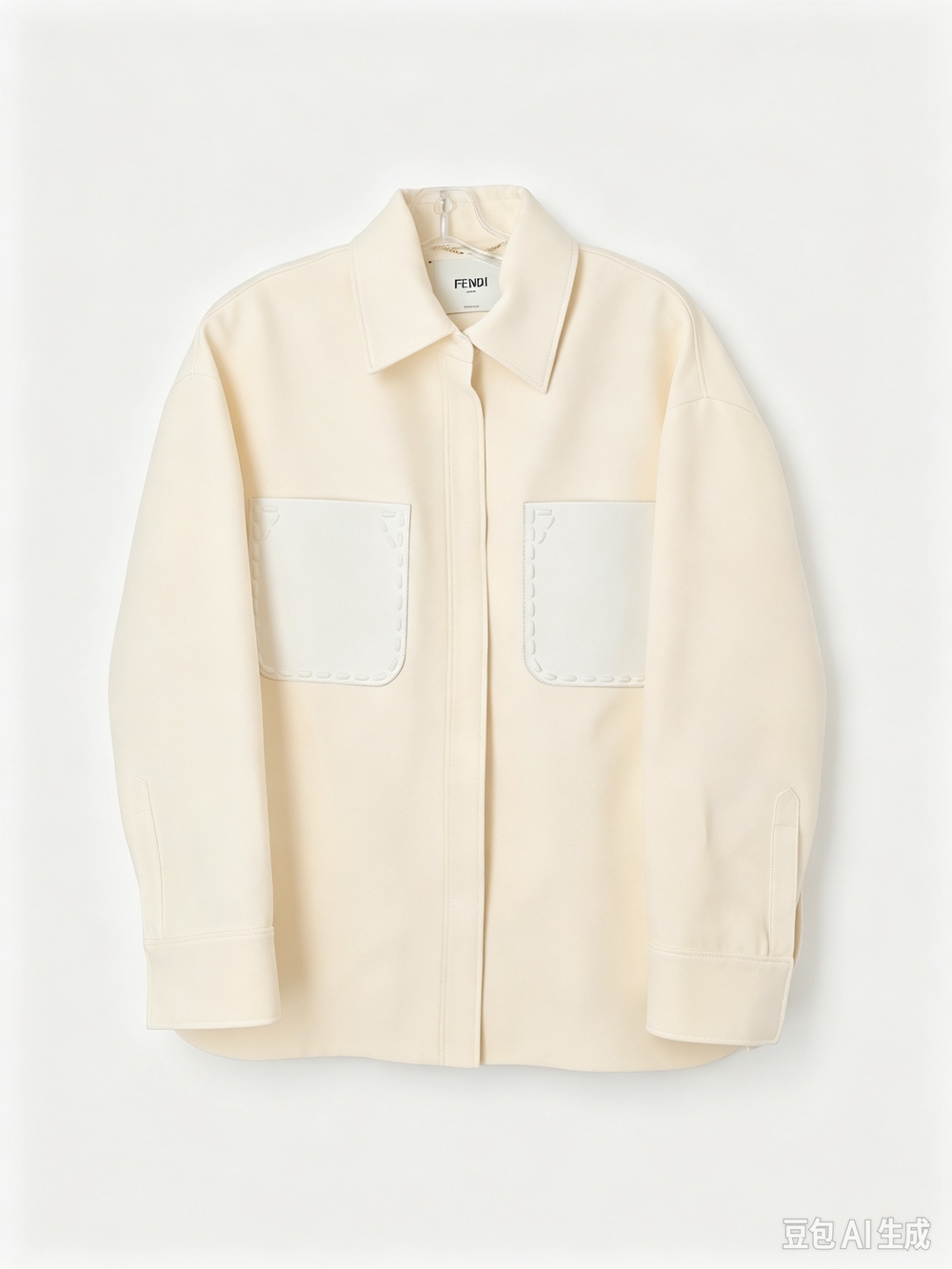 Fendi Cream Leather Overshirt Jacket